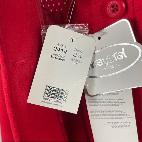 NEW Mayoral Newborn 2-4 Months PeaCoat Retro Formal Winter Holiday - Picture 6 of 9